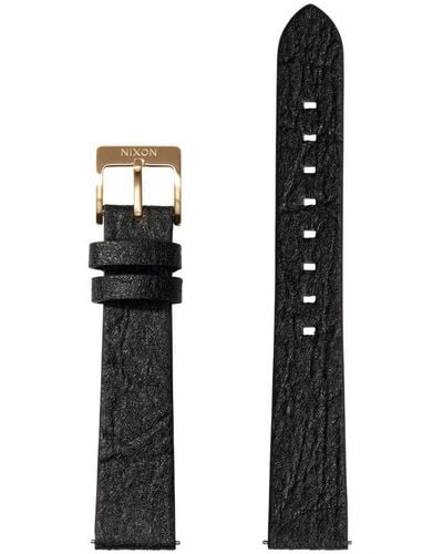 Nixon Pineapple Ba002-000-00 Black Vegan Pineapple Leather Watch Strap With Stainless Steel Clasp And Loop