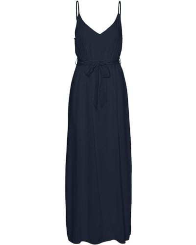 Vero Moda Kleid VMEASY Joy Slit Maxi V-Neck Dress WVN GA - Blau