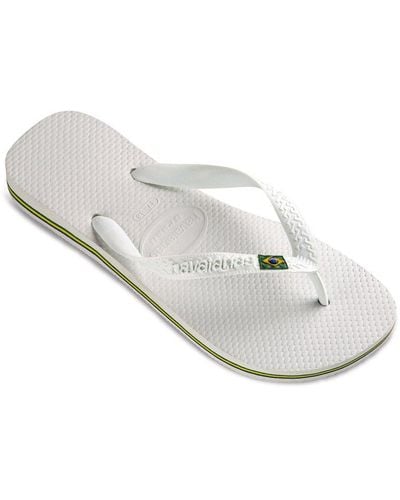 Havaianas White Brasil Flip Flops - Size: Uk 08/09