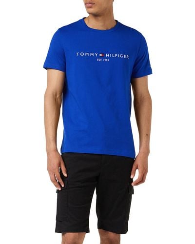 Tommy Hilfiger Tommy Logo Tee Small T-Shirts - Bleu