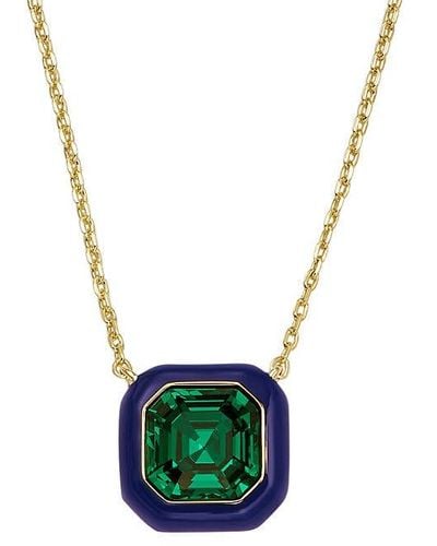 Fossil Candy Jewels Blue Enamel And Green Crystal Chain Necklace - White