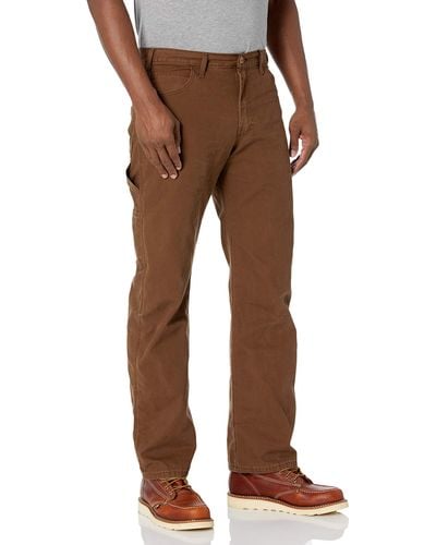 Dickies Mens Relaxed Straight-fit Lightweight Duck Carpenter Jean Work Utility Pants - Brown