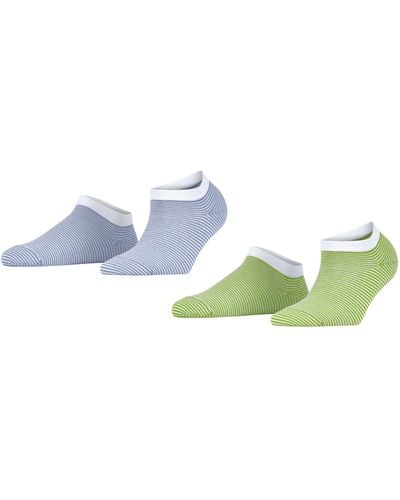 Esprit Fine Stripe 2-pack Vrouwen Sneakersokken Duurzaam Biologisch Katoen Zwart Blauw Meer Kleuren Sokken Dun Met Patroon Admend - Groen