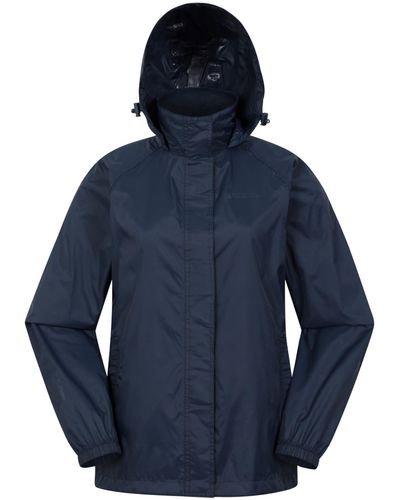 Mountain Warehouse Veste Pakka pour femmes - Imperméable, veste décontractée pliable, respirante, légère, manteau confortable - Bleu
