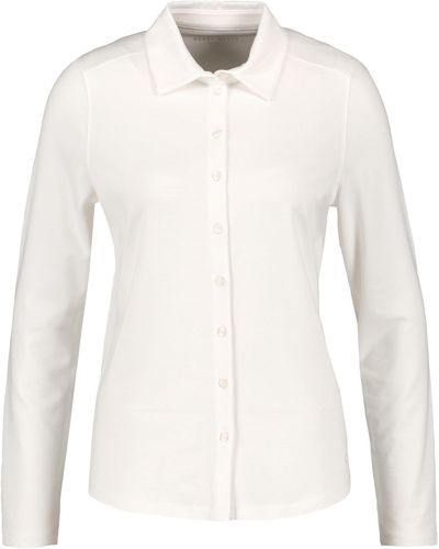 Gerry Weber Langarm Poloshirt mit Durchgehender Knopfleiste Langarm unifarben Off-White 44 - Weiß