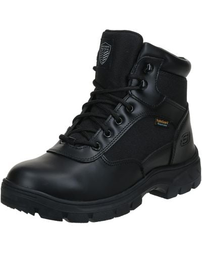 Skechers Men's Black Sergeants Verno Leather Lace Up Ankle