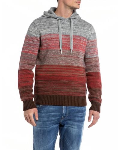 Replay Pullover Wolle mit Kapuze - Rot