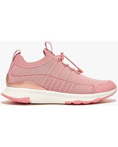 Fitflop Vitamin Ff Metal-pop Knit Ladies Trainers Corralina/rose Gold - Pink
