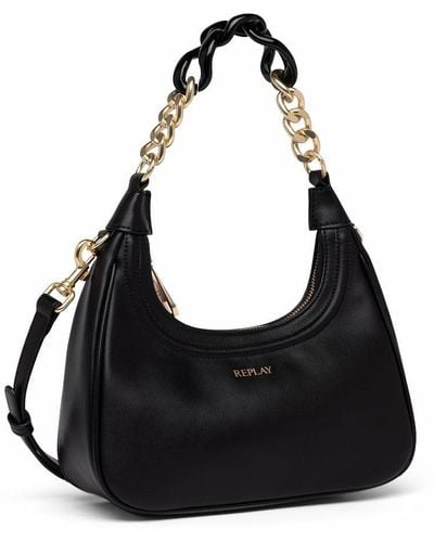 Replay Women's Handbag With Chain Detail - Black