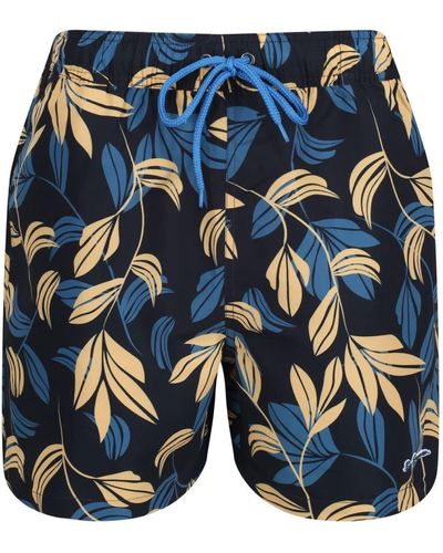 Ben Sherman The Bowmans Swim Shorts Navy_print - Blue