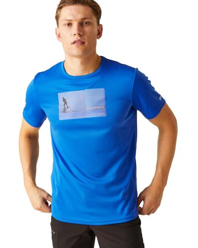 Regatta T-shirt technique à manches courtes avec slogan III pour homme - Bleu