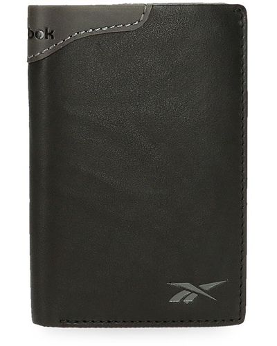 Reebok Club Vertical Wallet With Purse Black 8.5 X 11.5 X 1 Cm Leather - Green