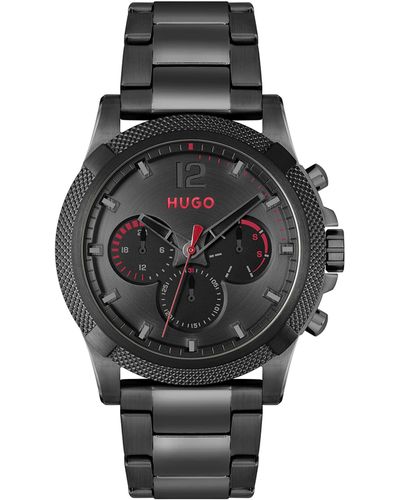 HUGO Analogue Multifunction Quartz Watch For Men With Black Stainless Steel Bracelet - 1530296 - Grey