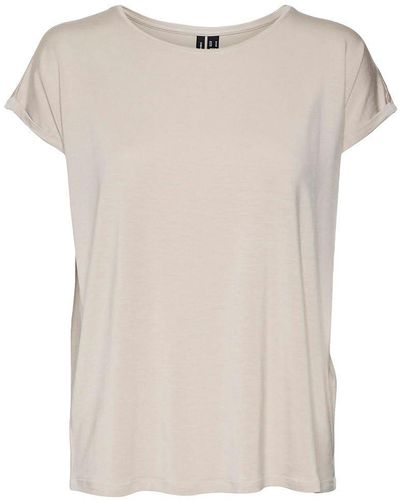 Vero Moda Vmava Plain Ss Top Gajrs Noos T-shirt - Natural