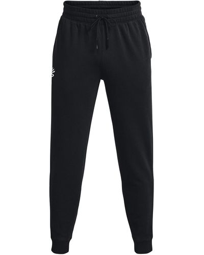Under Armour Curry Fleece Joggers Warmup Bottoms - Black