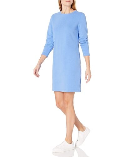 Amazon Essentials Crewneck Long-sleeve Fleece Above-the-knee Dress - Blue