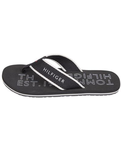 Tommy Hilfiger Sportieve Hilfiger Beach Sandaal Teenslippers Voor - Zwart