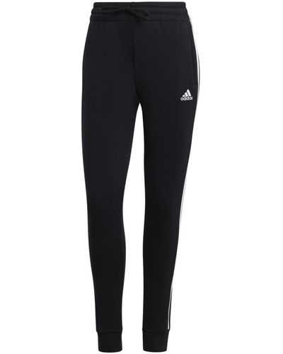 adidas Essentials 3-strepen Fleece joggingbroek Voor - Zwart