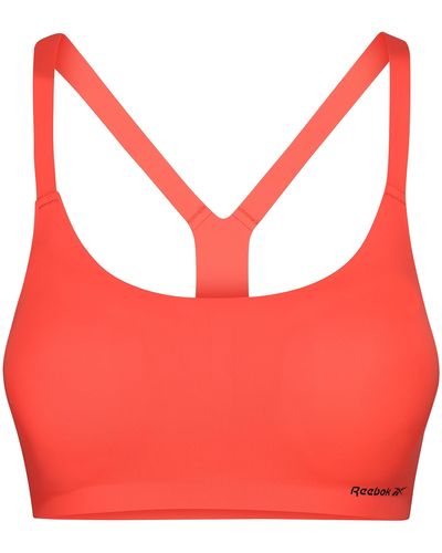 Reebok Sport-Bustier in Orange | Fitness-Unterwäsche mit Feuchtigkeitsableitung und herausnehmbaren Polstern | Super weicher - Rot