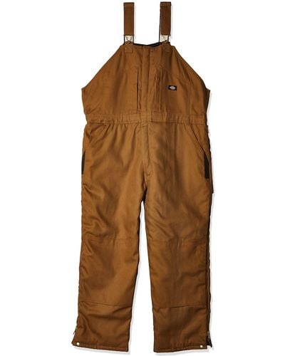 Dickies Mens Premium Insulated Duck Bib Overalls And Coveralls Workwear Apparel - Brown