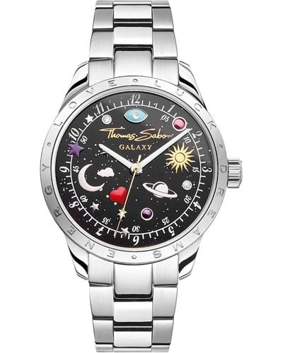 Thomas Sabo Watch With Cosmic Dial In Black Silver-coloured Stainless Steel - Metallic