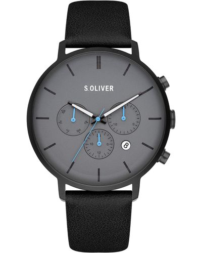 S.oliver Time Analog Quarz Uhr mit Kunstleder Armband SO-4166-LM - Mehrfarbig