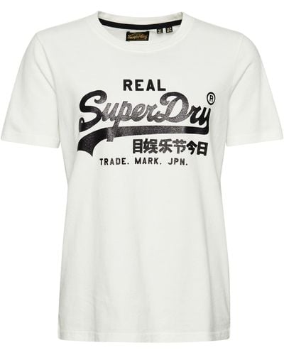 Superdry Vintage Logo T-Shirt mit Verzierung Wollweiß 38 - Grau