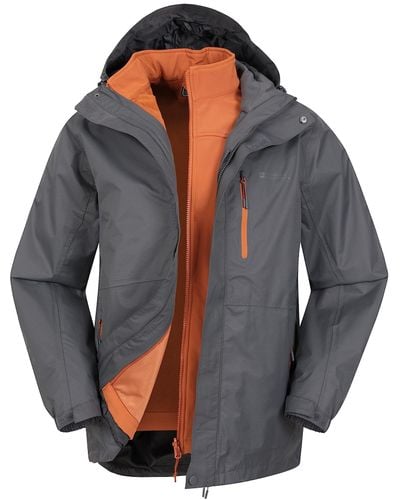 Mountain Warehouse In-1 wasserdichte Outdoor--Jacke - wasserabweisende Laufjacke und Arbeitsjacke bei Regen für - Blau