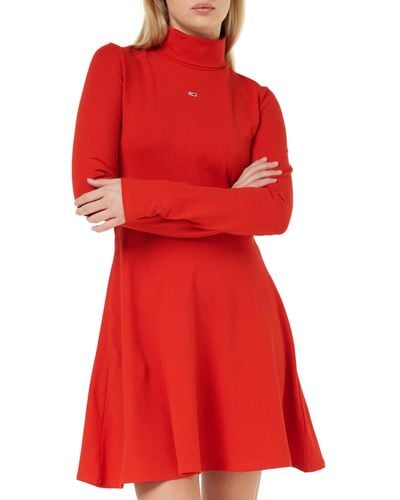 Tommy Hilfiger Ls Fit & Flare Dress Fit & Flare Dresses - Red