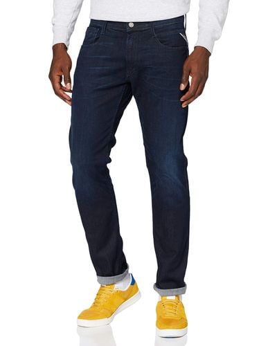 Replay Jeans da Uomo Slim Fit Anbass con Power Stretch - Blu
