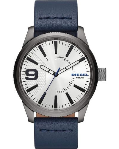 DIESEL Analog Quarz Smart Watch Armbanduhr mit Leder Armband DZ1859 - Blau