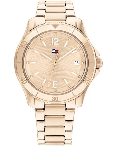Tommy Hilfiger Ionic Plated Carnation Gold Steel Case And Link Bracelet Watch - Natural