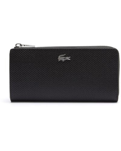Lacoste Brieftasche CHANTACO aus mattem Piqué-Leder mit Reißverschluss - Schwarz