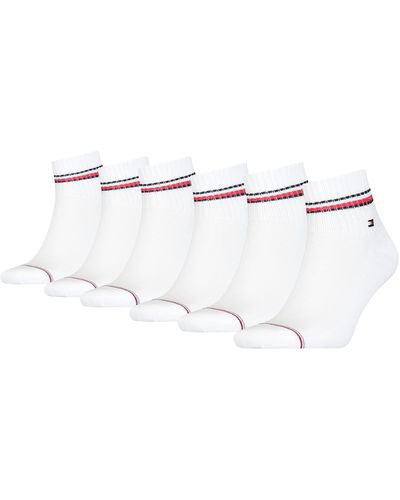 Tommy Hilfiger Iconic QUARTER Lot de 4 paires de chaussettes de sport pour homme Taille 39-49 - Blanc