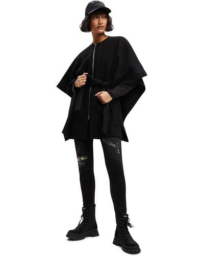 Desigual Poncho Coat - Black