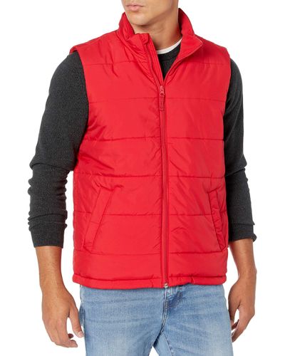 Amazon Essentials Chaleco de Peso Medio Outerwear-Vests - Rojo