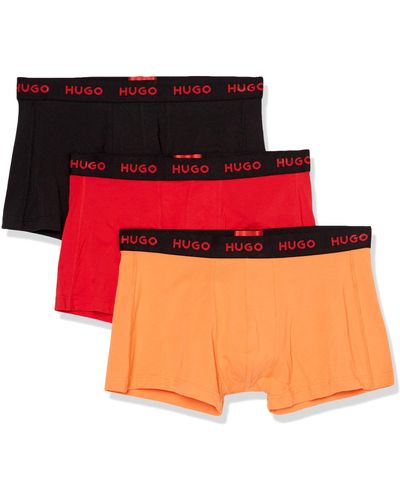 HUGO 3 Pack Bold Logo Cotton Stretch Trunks - Orange