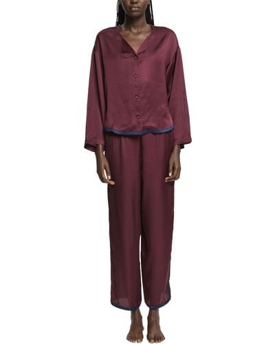 Esprit Satin Colour Block CVE Pyjama Pyjamaset - Lila