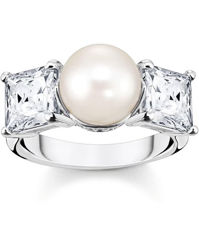 Thomas Sabo Ring Perle und Weiße Steine Silber TR2408-167-14-52 Ringgröße 52/16,6 - Mettallic
