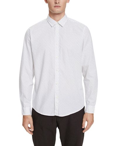 Esprit Nachhaltiges Baumwollhemd mit Muster - Weiß