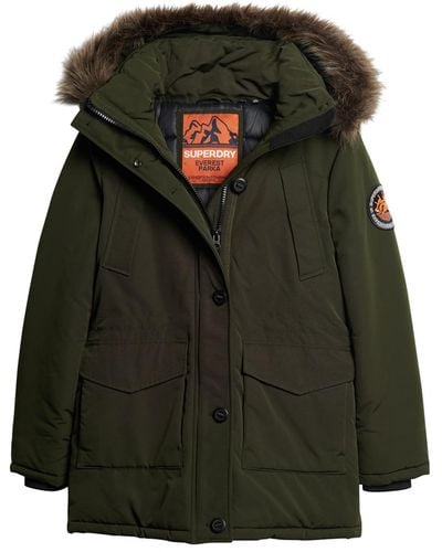 Superdry Everest Faux Fur Hooded Parka Jacket - Green