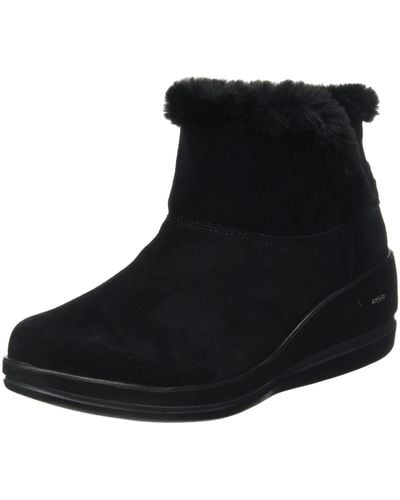 Skechers Arch Fit Rise Suede Wedge Boot - Black