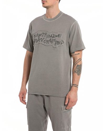 Replay T-Shirt Kurzarm Rundhalsausschnitt Earth Made Collection - Grau