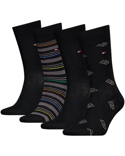 Tommy Hilfiger Th Men Giftbox Sock 4p Monogram Stripe - Zwart
