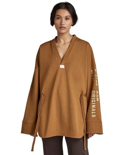 G-Star RAW Sleeve Size Oversized Jumper - Brown