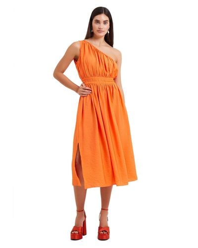 French Connection S Party Midi Fit & Flare Dress Orange 0
