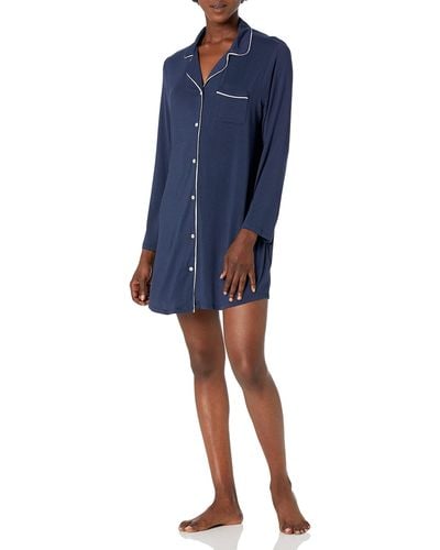 Amazon Essentials Piped Nightshirt Novelty-Nightgowns - Bleu