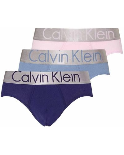 Calvin Klein Stahl Baumwolle 3er Pack Hüftslip - Blau