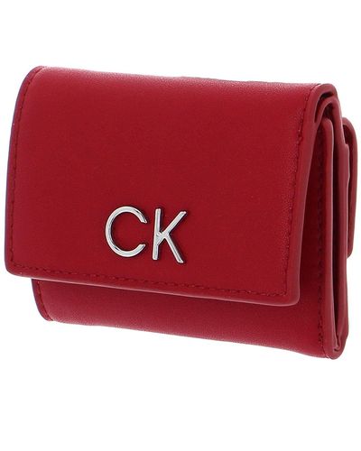 Calvin Klein Re-lock Trifold Wallet Xxs Racing Red - Rood