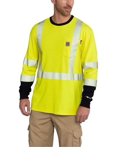 Carhartt Mens Flame Resistant High Visibility T-shirt Class 3 - Yellow